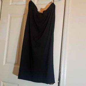 Shein Black Ribbed Midi Skirt with R Side Slit